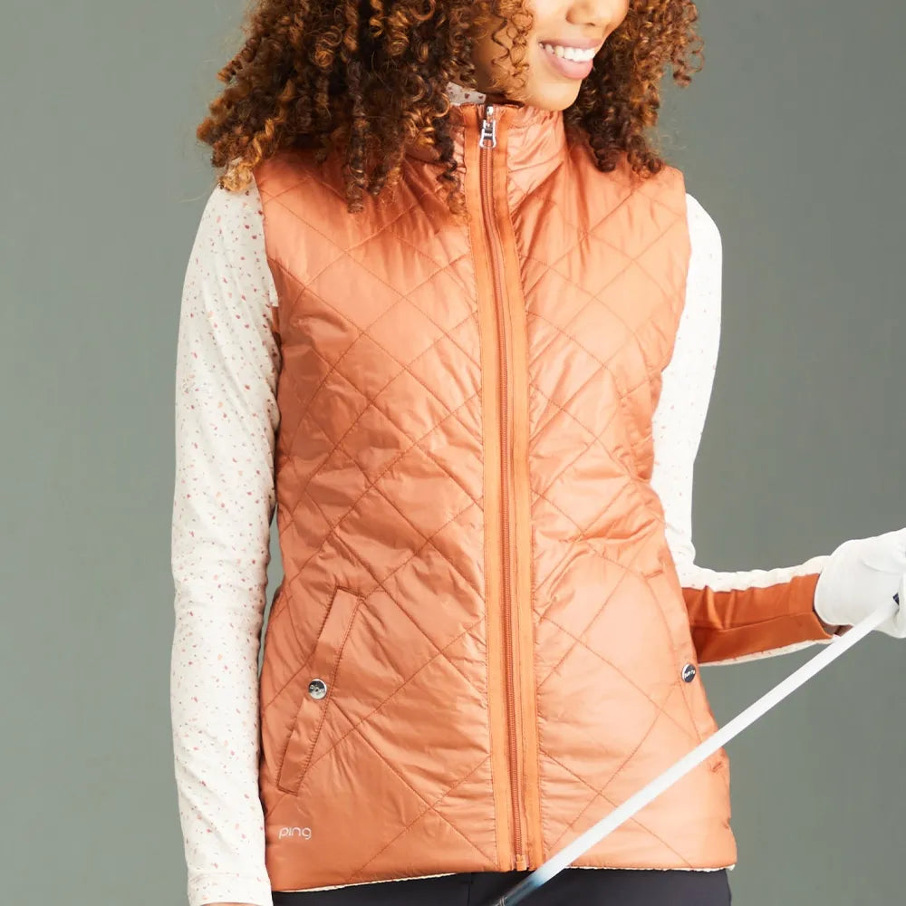 PING Ladies Bryony Antique Reversible Vest - Antique White / Multi Auburn