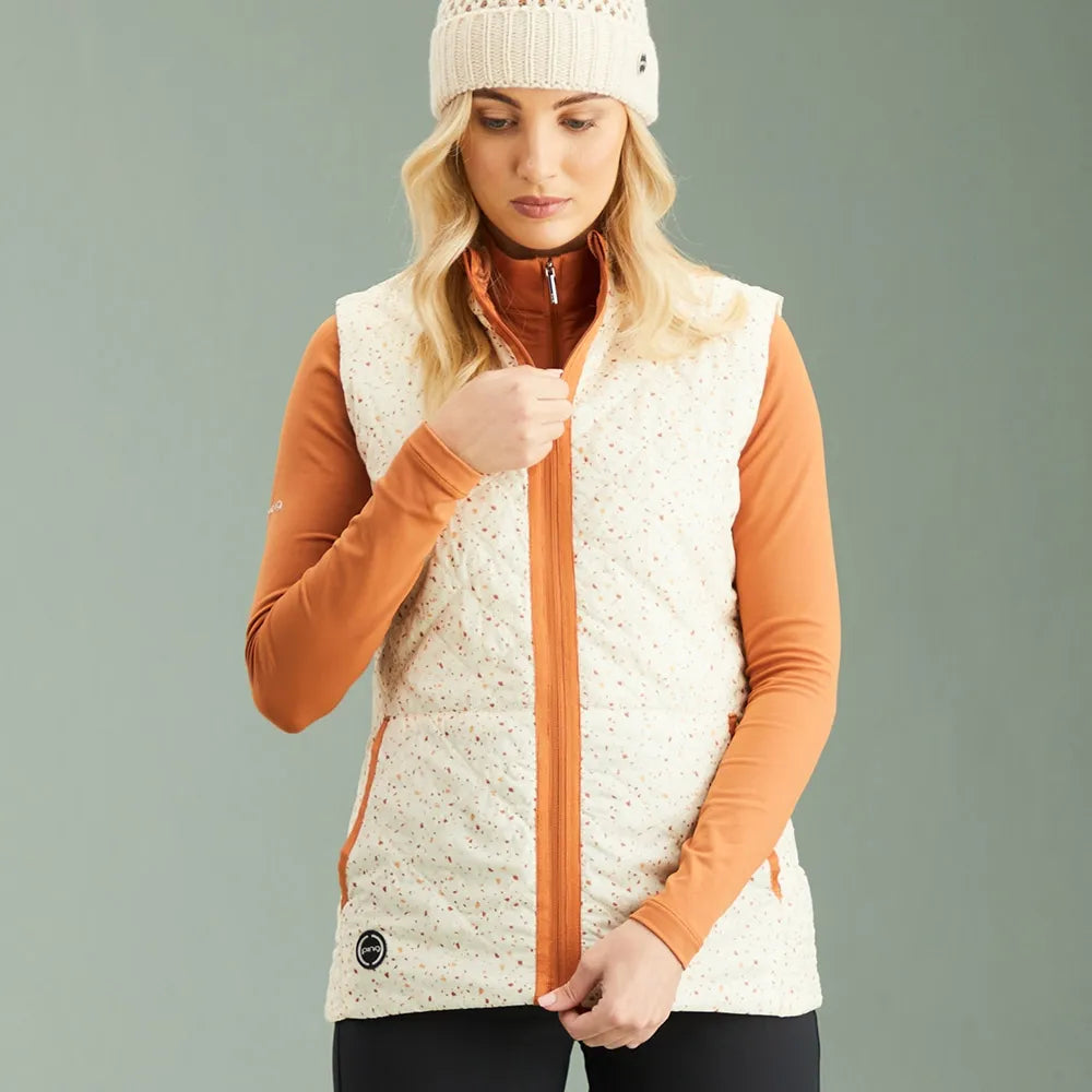 PING Ladies Bryony Antique Reversible Vest - Antique White / Multi Auburn