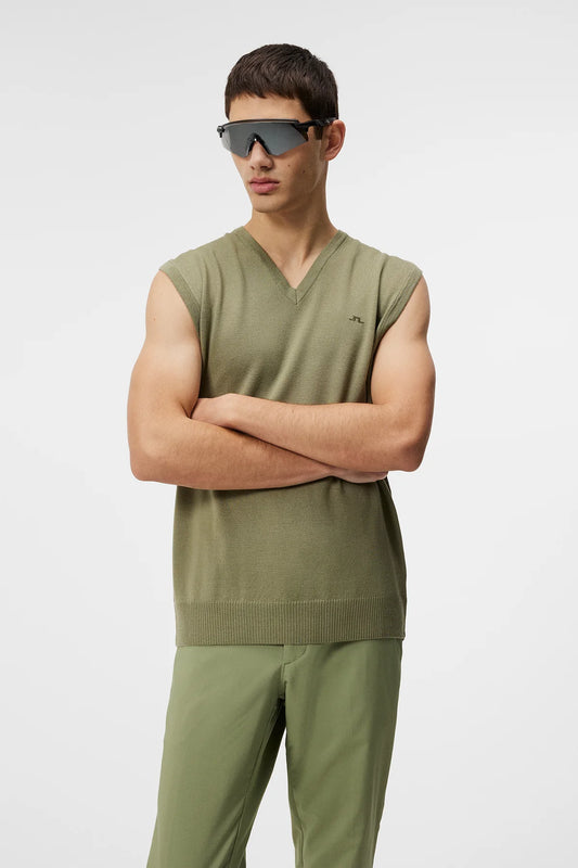 J.Lindeberg Men's Liam Knitted Vest - Oil Green