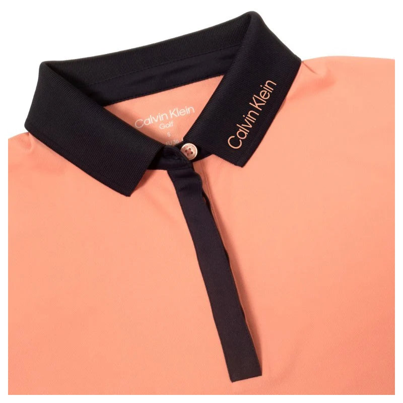 Calvin Klein Ladies Whitney Long Sleeve Polo - Coral