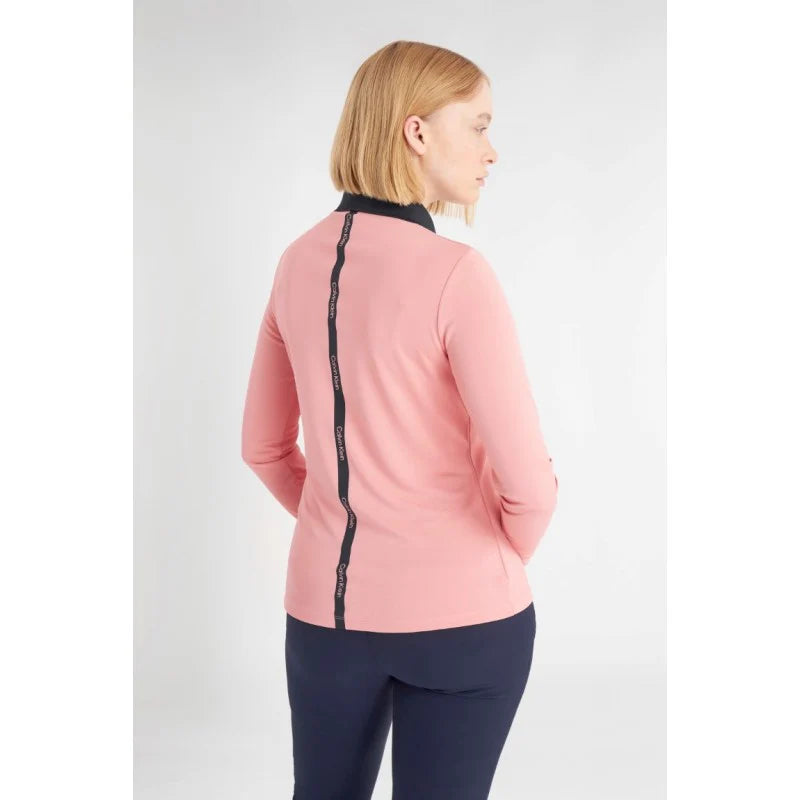 Calvin Klein Ladies Whitney Long Sleeve Polo - Coral