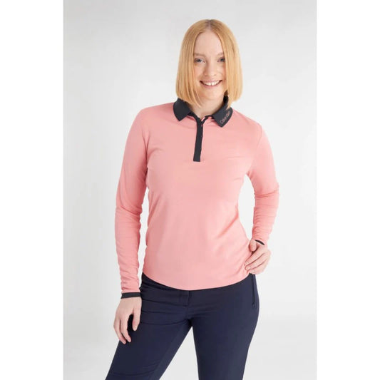 Calvin Klein Ladies Whitney Long Sleeve Polo - Coral