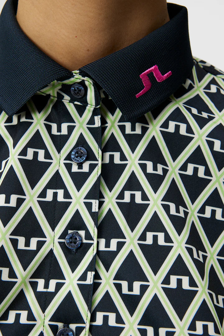 J.Lindeberg Ladies Tour Tech Print Polo - Geo JL Navy