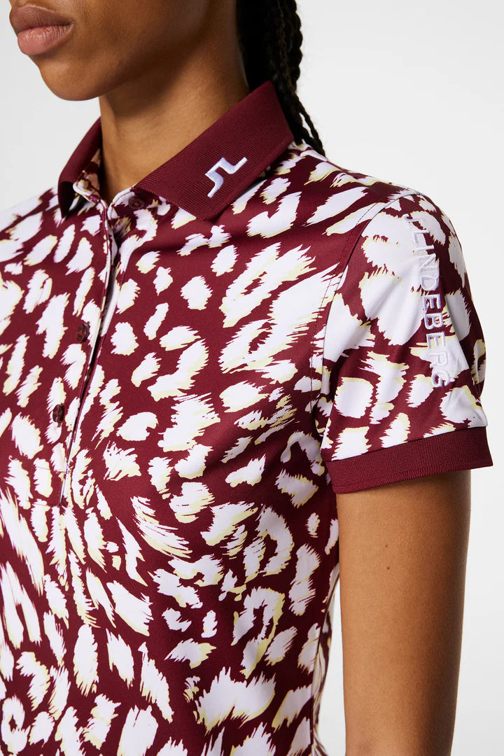 J.Lindeberg Ladies Tour Tech Print Polo - Glitch Leo Lime