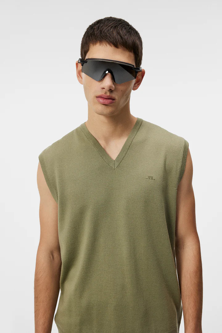 J.Lindeberg Men's Liam Knitted Vest - Oil Green