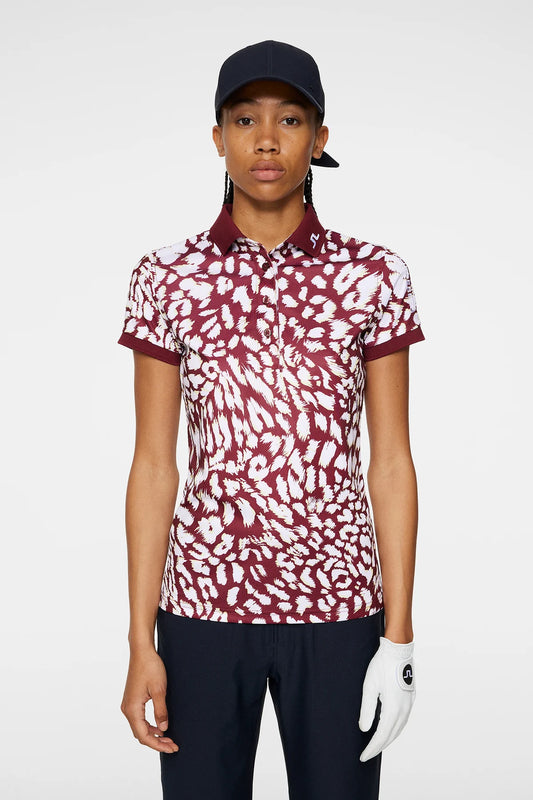 J.Lindeberg Ladies Tour Tech Print Polo - Glitch Leo Lime