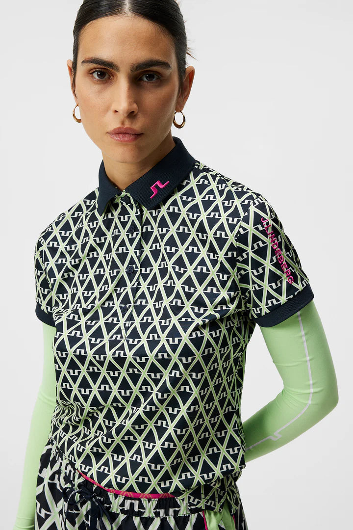 J.Lindeberg Ladies Tour Tech Print Polo - Geo JL Navy