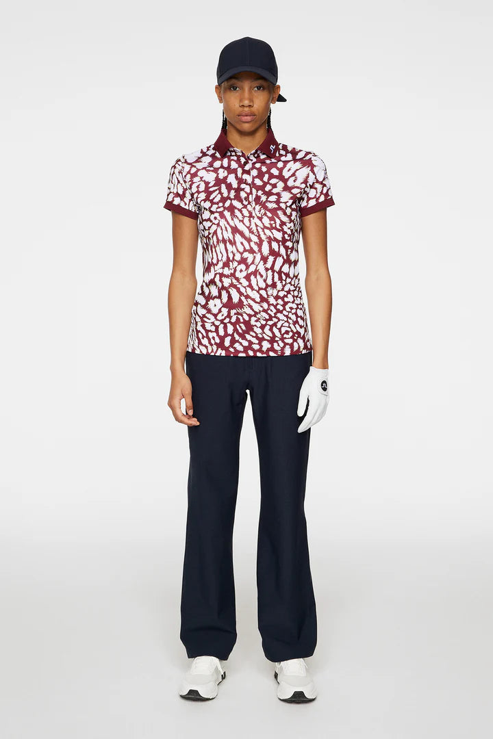J.Lindeberg Ladies Tour Tech Print Polo - Glitch Leo Lime