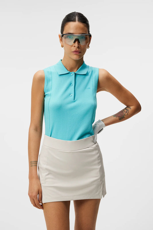 J.Lindeberg Ladies Tanja Sleeveless Knitted Shirt - Blue Curacao