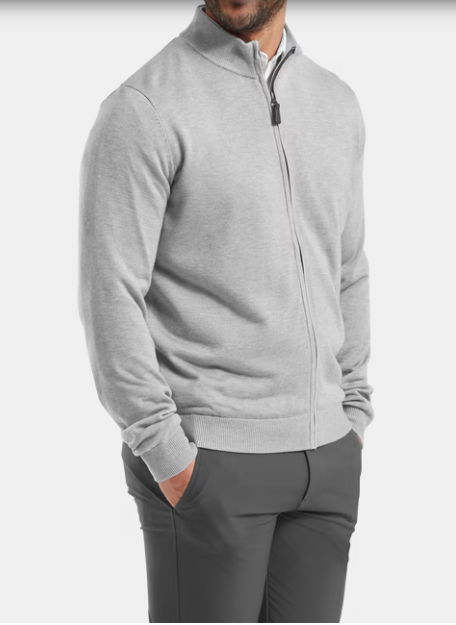 FootJoy Men's Dri Full-Zip Lined Sweater - Heather Grey