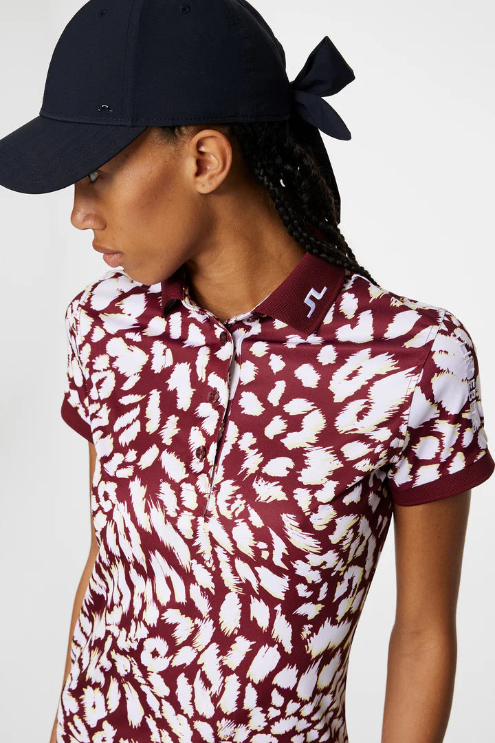 J.Lindeberg Ladies Tour Tech Print Polo - Glitch Leo Lime