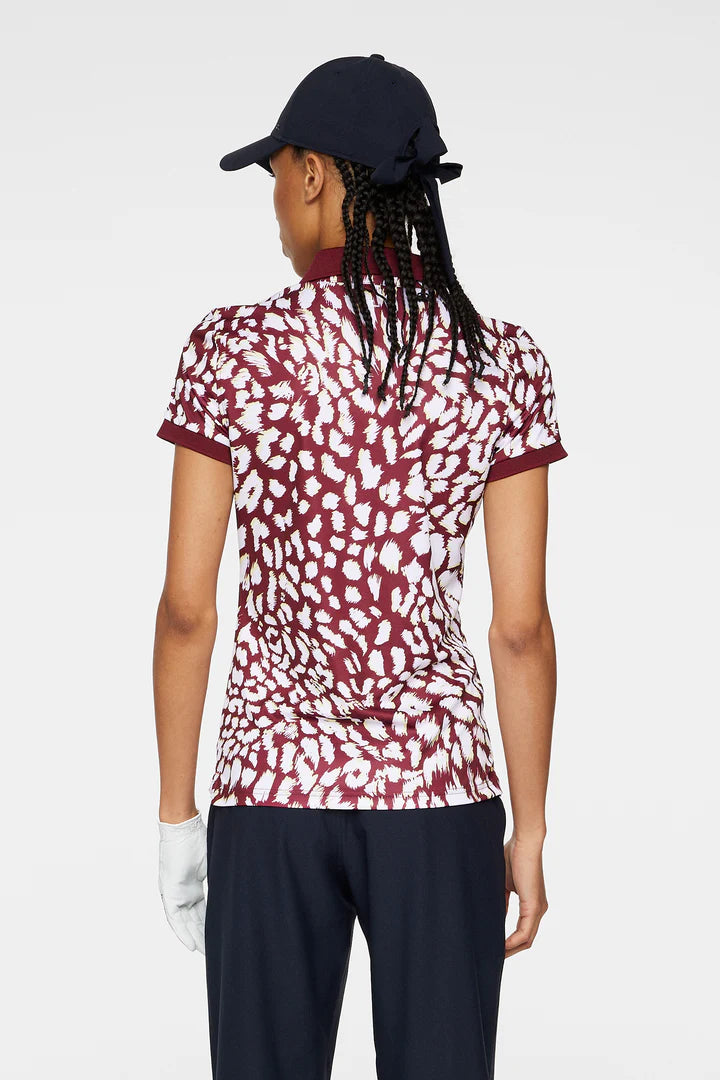 J.Lindeberg Ladies Tour Tech Print Polo - Glitch Leo Lime