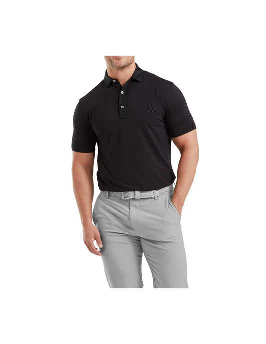 FootJoy Men's Jacquard Dot Polo - Black / Pink