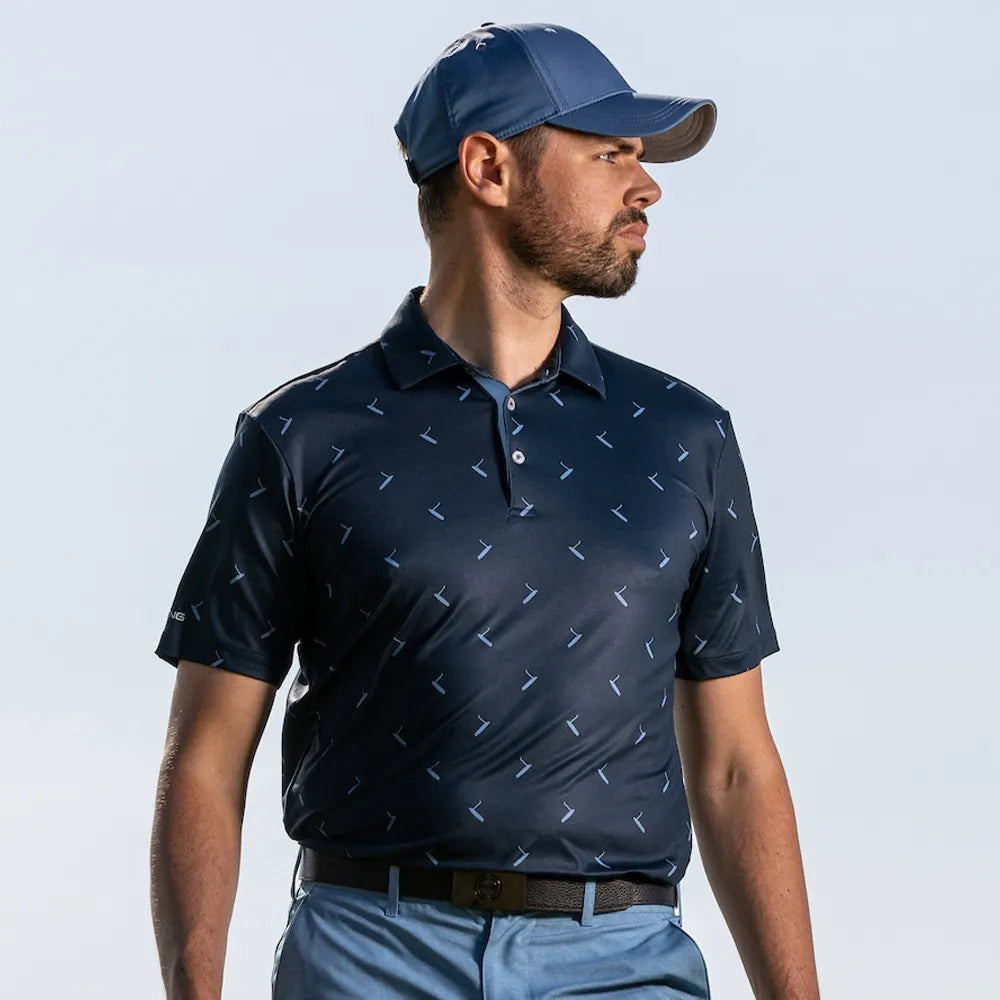 PING Men's Gold Putter Printed Polo