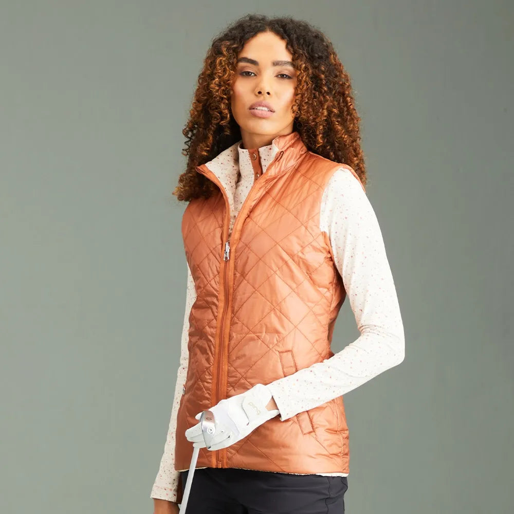 PING Ladies Bryony Antique Reversible Vest - Antique White / Multi Auburn