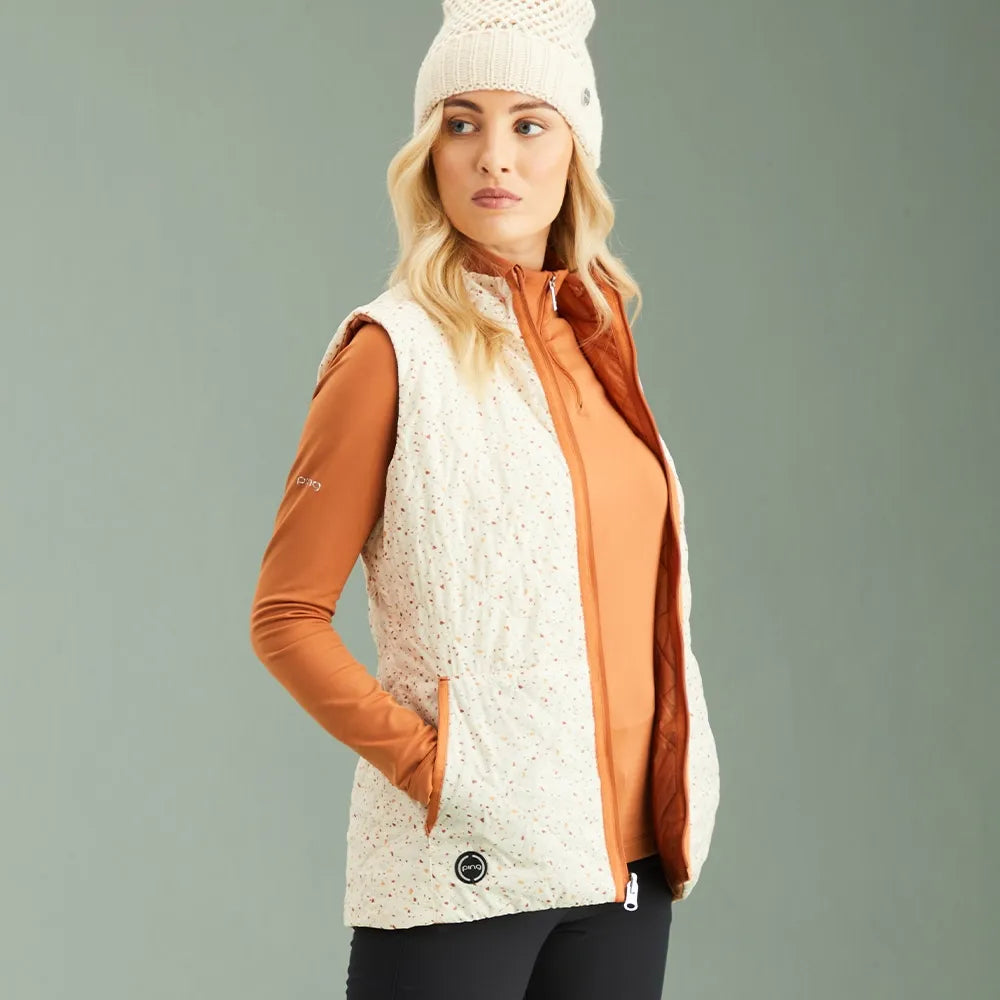 PING Ladies Bryony Antique Reversible Vest - Antique White / Multi Auburn